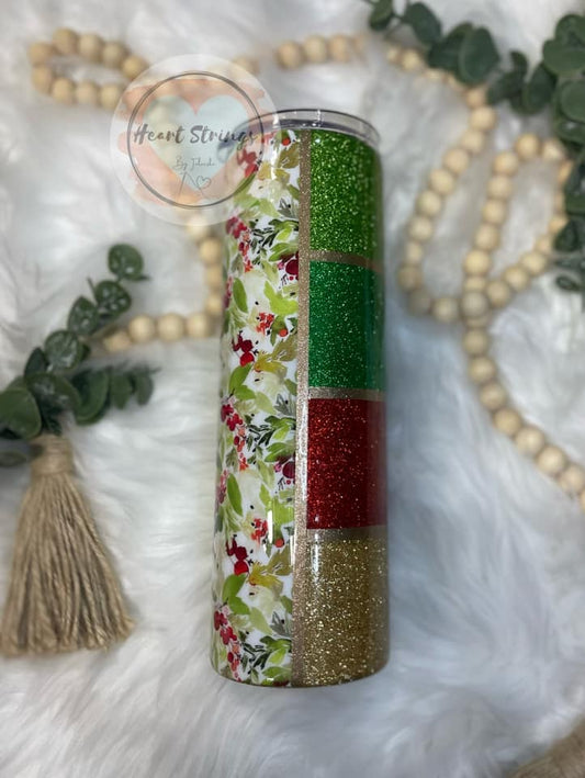 Striped Half and Half Christmas Tumbler