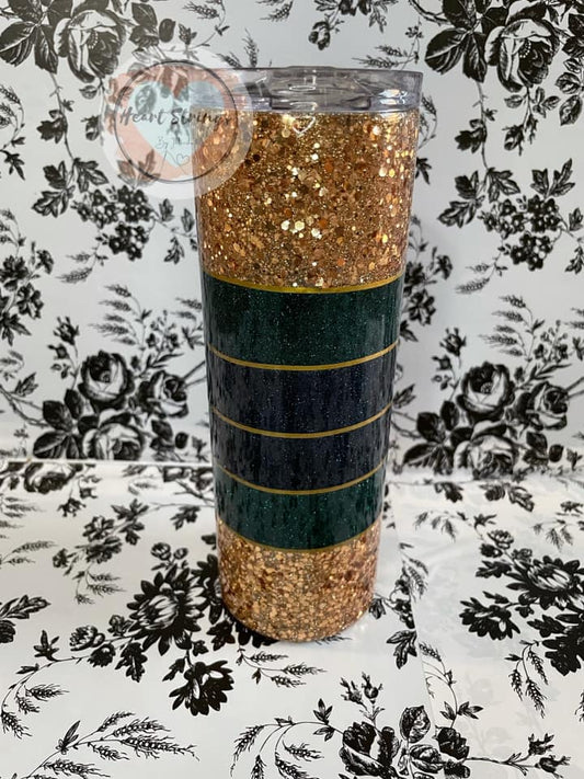 Blue and Green Christmas Stripe Tumbler