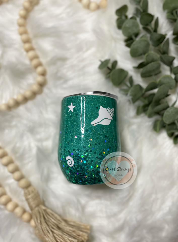 Teal Seashell Wine Tumbler