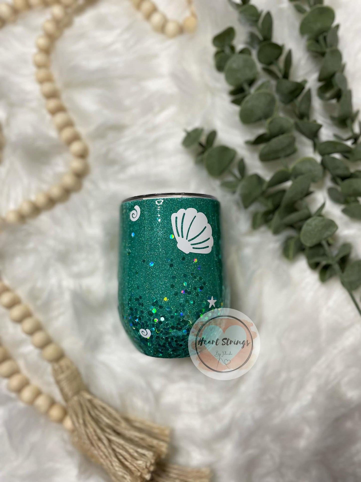 Teal Seashell Wine Tumbler