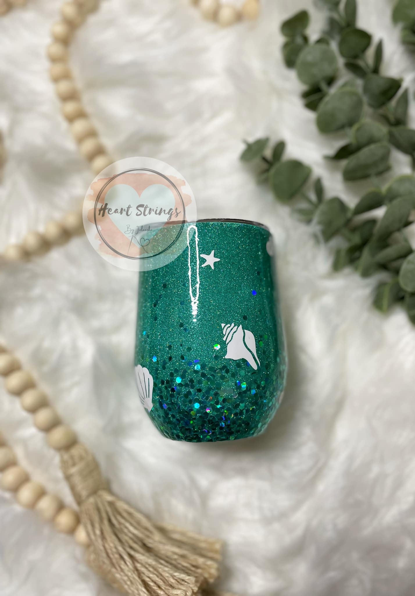 Teal Seashell Wine Tumbler